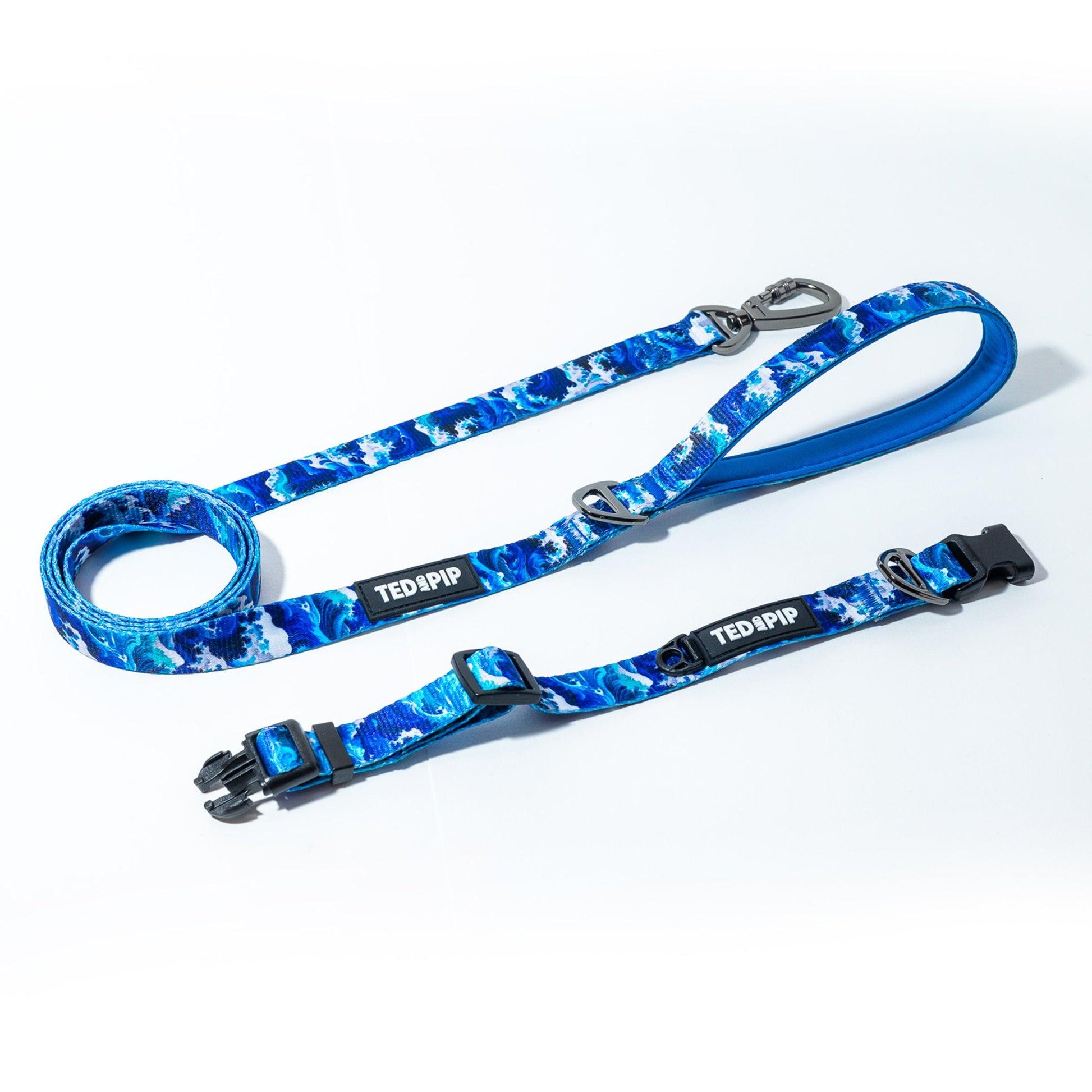 Ocean Waves - Stylish Lead & Collar Set - Ted & Pip - Stylish Premium Dogwear